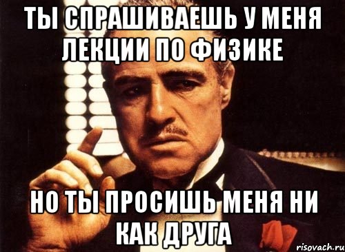 ты спрашиваешь у меня лекции по физике но ты просишь меня ни как друга, Мем крестный отец