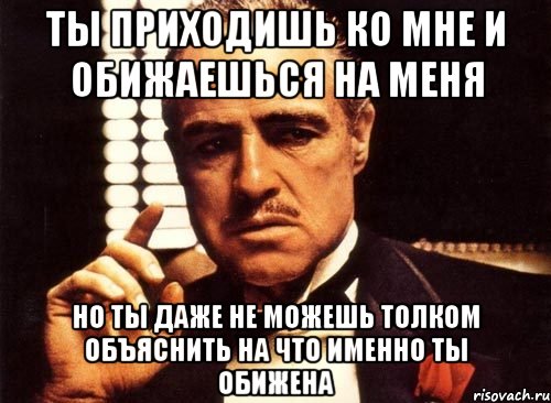 ты приходишь ко мне и обижаешься на меня но ты даже не можешь толком объяснить на что именно ты обижена, Мем крестный отец