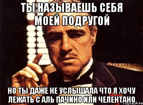 ты называешь себя моей подругой но ты даже не услышала что я хочу лежать с аль пачино или челентано, Мем крестный отец