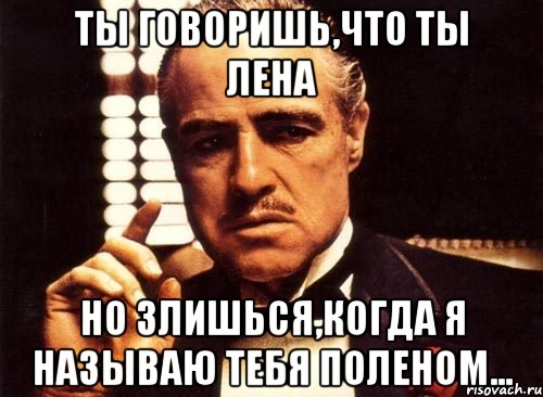 ты говоришь,что ты лена но злишься,когда я называю тебя поленом..., Мем крестный отец