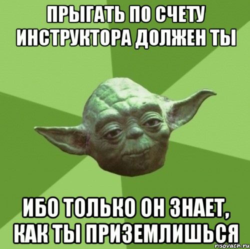 прыгать по счету инструктора должен ты ибо только он знает, как ты приземлишься, Мем Мастер Йода