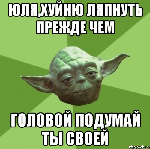 юля,хуйню ляпнуть прежде чем головой подумай ты своей, Мем Мастер Йода