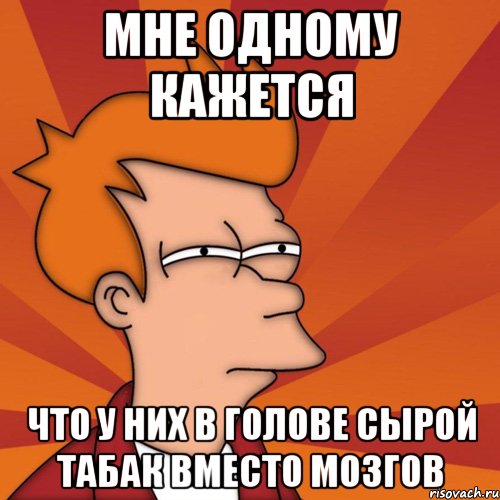 мне одному кажется что у них в голове сырой табак вместо мозгов, Мем Мне кажется или (Фрай Футурама)