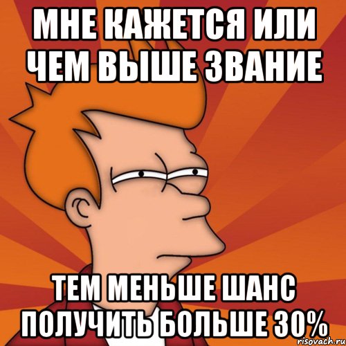 мне кажется или чем выше звание тем меньше шанс получить больше 30%, Мем Мне кажется или (Фрай Футурама)