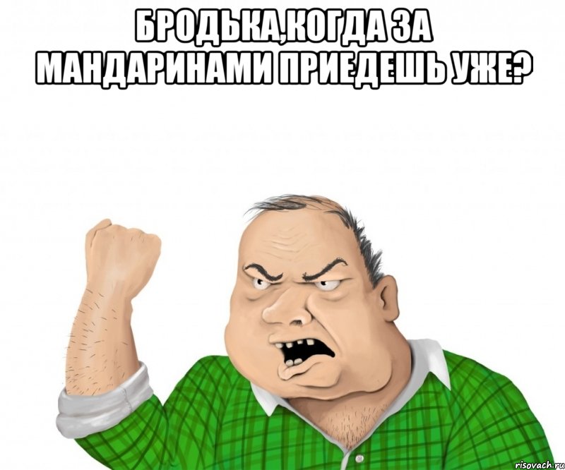 бродька,когда за мандаринами приедешь уже? , Мем мужик