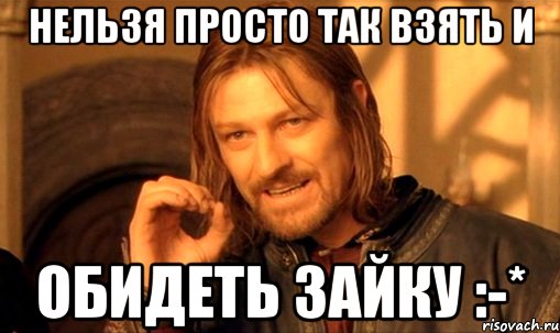 нельзя просто так взять и обидеть зайку :-*, Мем Нельзя просто так взять и (Боромир мем)
