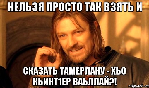 нельзя просто так взять и сказать тамерлану - хьо кьинт1ер ваьллай?!, Мем Нельзя просто так взять и (Боромир мем)