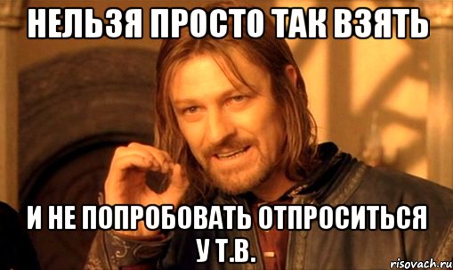 нельзя просто так взять и не попробовать отпроситься у т.в., Мем Нельзя просто так взять и (Боромир мем)