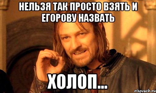 нельзя так просто взять и егорову назвать холоп..., Мем Нельзя просто так взять и (Боромир мем)