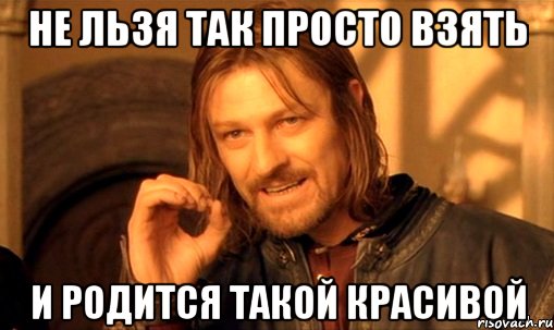 не льзя так просто взять и родится такой красивой, Мем Нельзя просто так взять и (Боромир мем)