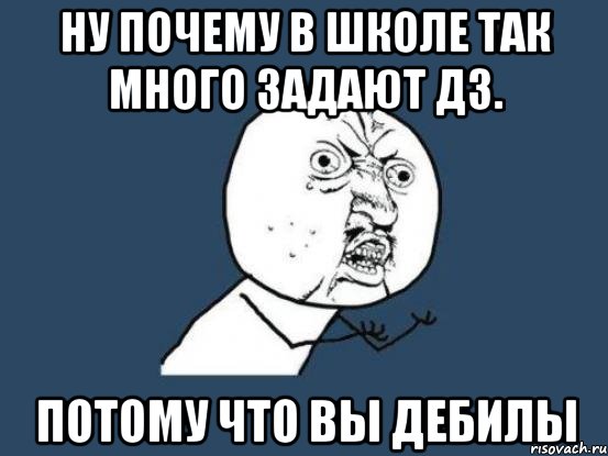 ну почему в школе так много задают дз. потому что вы дебилы, Мем Ну почему