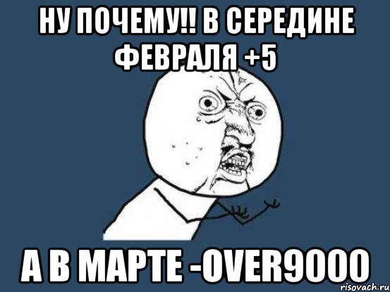 ну почему!! в середине февраля +5 а в марте -over9000, Мем Ну почему