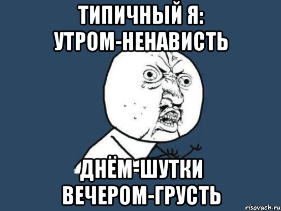 типичный я: утром-ненависть днём-шутки вечером-грусть, Мем Ну почему