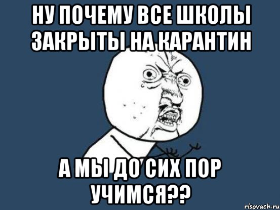 ну почему все школы закрыты на карантин а мы до сих пор учимся??, Мем Ну почему