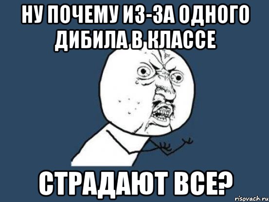 ну почему из-за одного дибила в классе страдают все?, Мем Ну почему