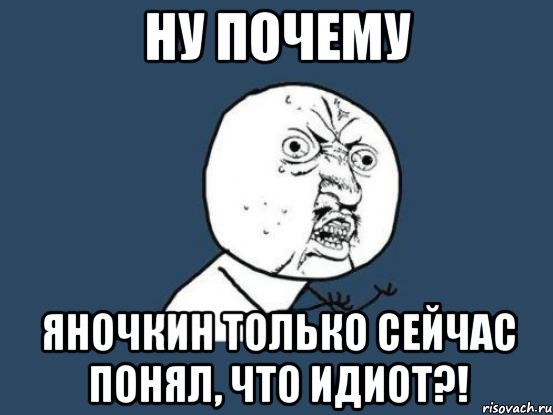 ну почему яночкин только сейчас понял, что идиот?!, Мем Ну почему