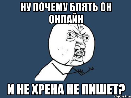 ну почему блять он онлайн и не хрена не пишет?, Мем Ну почему