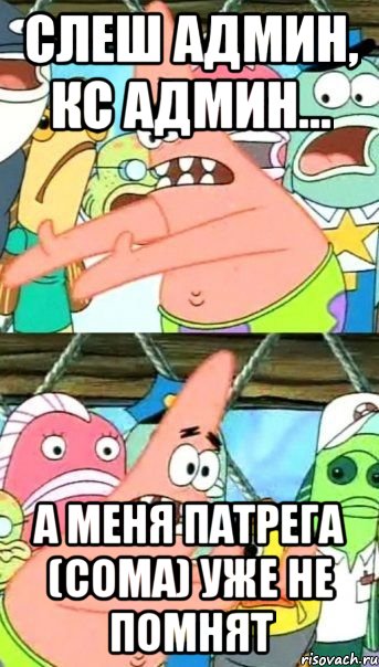 слеш админ, кс админ... а меня патрега (сома) уже не помнят, Мем Патрик (берешь и делаешь)