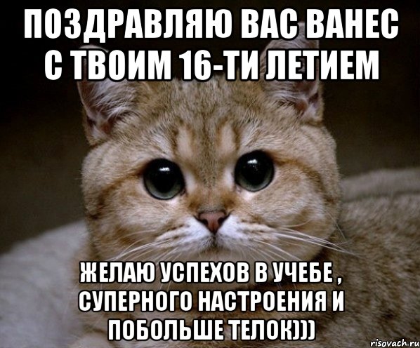 поздравляю вас ванес с твоим 16-ти летием желаю успехов в учебе , суперного настроения и побольше телок))), Мем Пидрила Ебаная