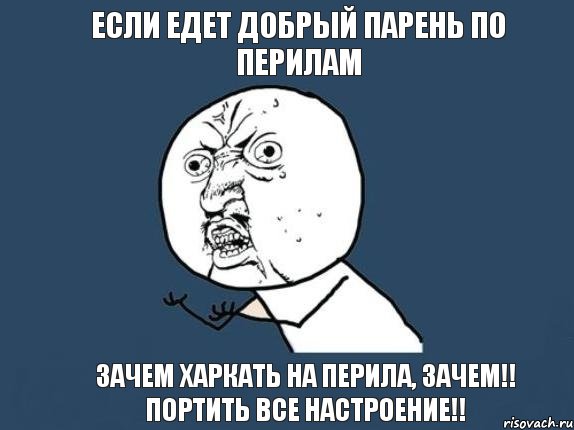 Если едет добрый парень по перилам Зачем харкать на перила, зачем!! портить все настроение!!