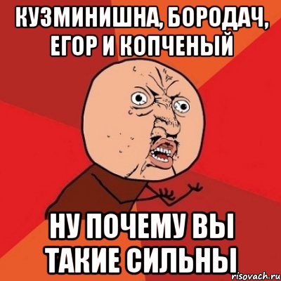 кузминишна, бородач, егор и копченый ну почему вы такие сильны, Мем Почему