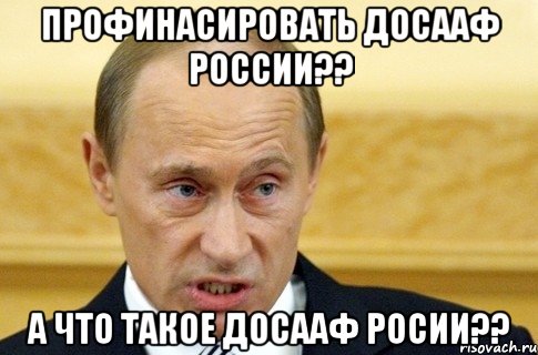 профинасировать досааф россии?? а что такое досааф росии??, Мем путин