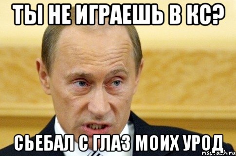 ты не играешь в кс? сьебал с глаз моих урод, Мем путин