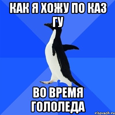 как я хожу по каз гу во время гололеда, Мем  Социально-неуклюжий пингвин