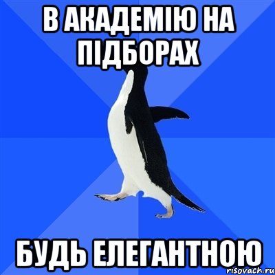 в академію на підборах будь елегантною, Мем  Социально-неуклюжий пингвин