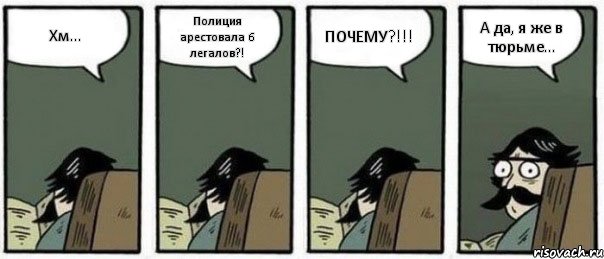 Хм... Полиция арестовала 6 легалов?! ПОЧЕМУ?!!! А да, я же в тюрьме...