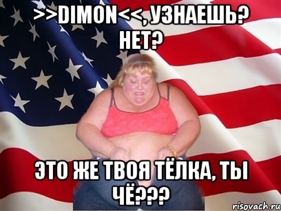 >>dimon<<, узнаешь? нет? это же твоя тёлка, ты чё???, Мем Толстая американка