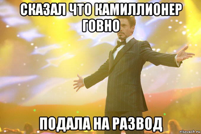 сказал что камиллионер говно подала на развод, Мем Тони Старк (Роберт Дауни младший)