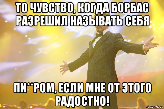 то чувство, когда борбас разрешил называть себя пи**ром, если мне от этого радостно!, Мем Тони Старк (Роберт Дауни младший)