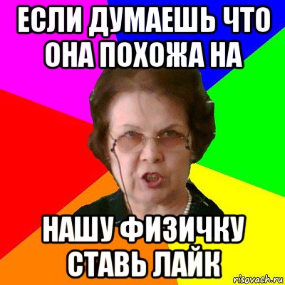 если думаешь что она похожа на нашу физичку ставь лайк, Мем Типичная училка