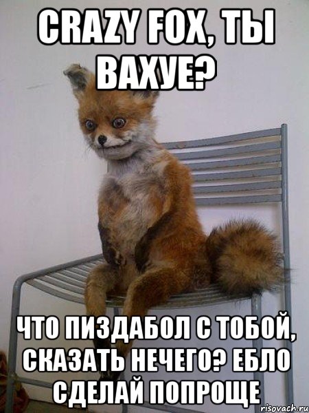 crazy fox, ты вахуе? что пиздабол с тобой, сказать нечего? ебло сделай попроще, Мем Упоротая лиса