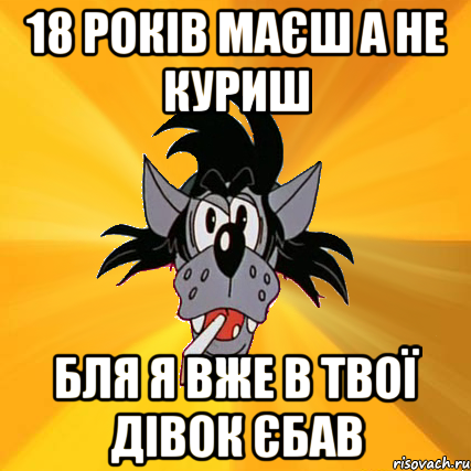 18 років маєш а не куриш бля я вже в твої дівок єбав, Мем Волк