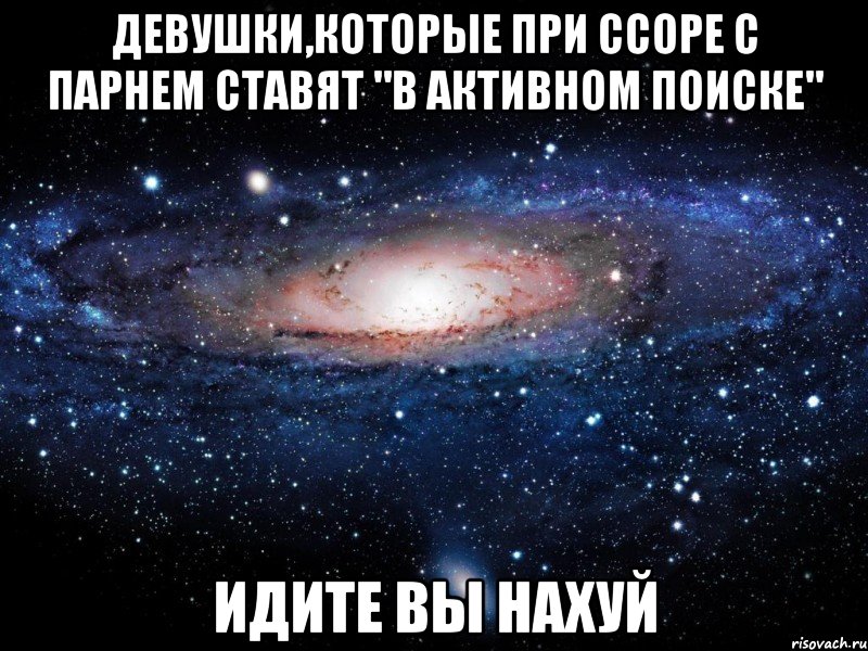 девушки,которые при ссоре с парнем ставят "в активном поиске" идите вы нахуй, Мем Вселенная