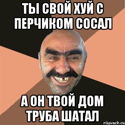 ты свой хуй с перчиком сосал а он твой дом труба шатал, Мем Я твой дом труба шатал