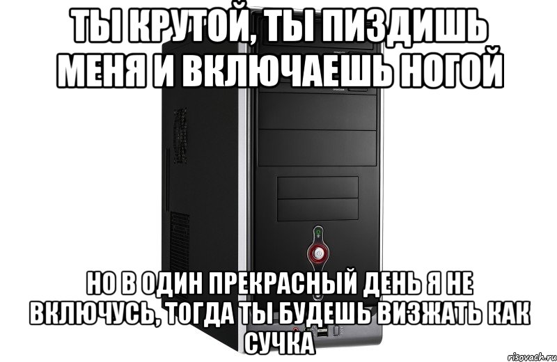 ты крутой, ты пиздишь меня и включаешь ногой но в один прекрасный день я не включусь, тогда ты будешь визжать как сучка, Мем 2