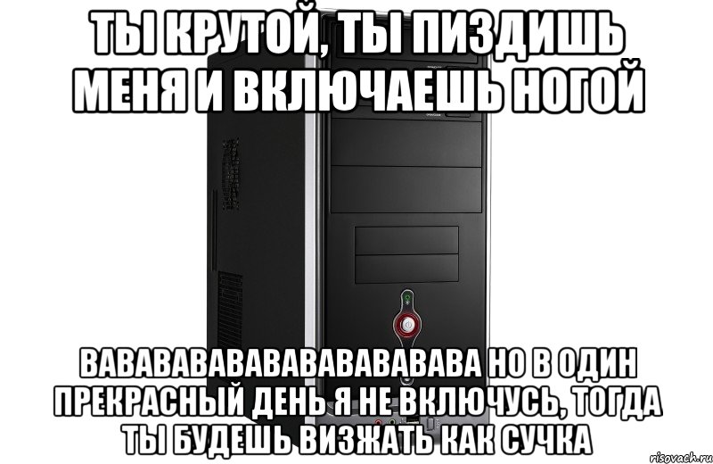 ты крутой, ты пиздишь меня и включаешь ногой вавававававававававава но в один прекрасный день я не включусь, тогда ты будешь визжать как сучка, Мем 2