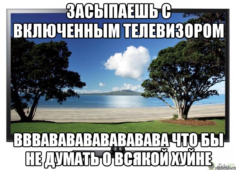 засыпаешь с включенным телевизором вввававававававава что бы не думать о всякой хуйне, Мем 2