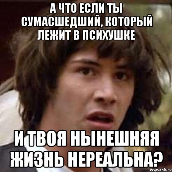 а что если ты сумасшедший, который лежит в психушке и твоя нынешняя жизнь нереальна?, Мем А что если (Киану Ривз)