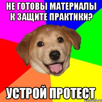 не готовы материалы к защите практики? устрой протест, Мем Advice Dog