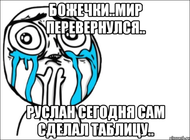 божечки..мир перевернулся.. руслан сегодня сам сделал таблицу.., Мем Это самый