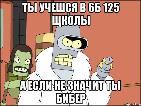 ты учешся в 6б 125 щколы а если не значит ты бибер, Мем Бендер