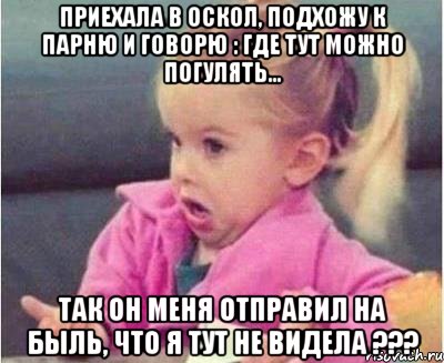 приехала в оскол, подхожу к парню и говорю : где тут можно погулять... так он меня отправил на быль, что я тут не видела ???