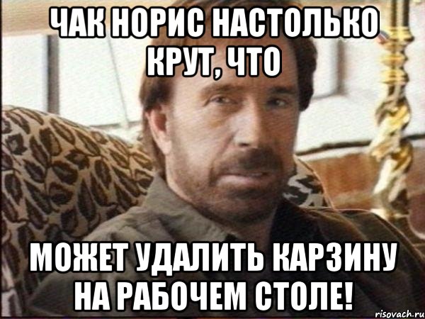чак норис настолько крут, что может удалить карзину на рабочем столе!, Мем чак норрис