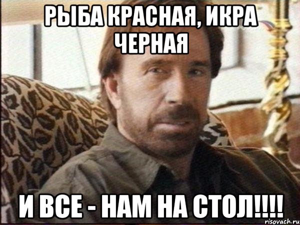 рыба красная, икра черная и все - нам на стол!!!, Мем чак норрис