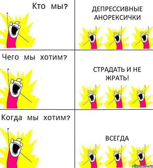 ДЕПРЕССИВНЫЕ АНОРЕКСИЧКИ СТРАДАТЬ И НЕ ЖРАТЬ! ВСЕГДА, Комикс Что мы хотим