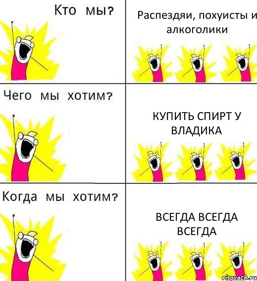 Распездяи, похуисты и алкоголики Купить спирт у Владика всегда всегда всегда, Комикс Что мы хотим